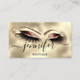 Logo Makeup Boutique Lash Studio Eyes Brown Gold Visitenkarte