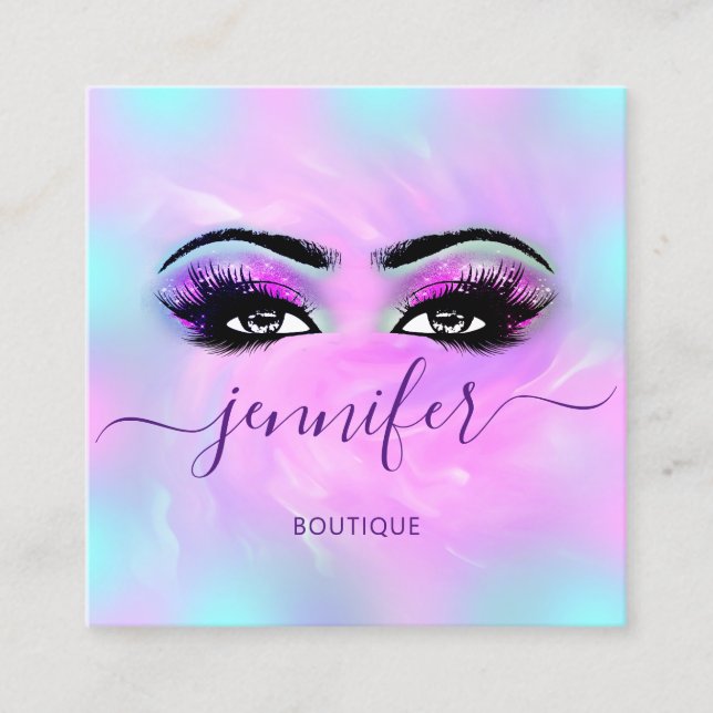 Logo-Makeup-Boutique Lashes Quadratische Visitenkarte (Vorderseite)