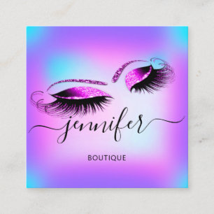 Logo Makeup Boutique Lashes Studio Hot Holograph Quadratische Visitenkarte