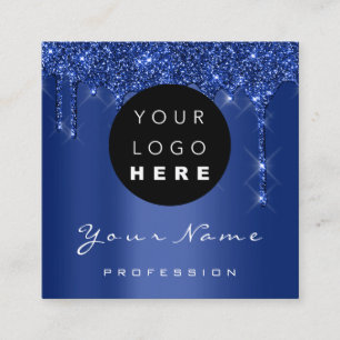 Logo Makeup Event Planner Glitzer Navy Tropfen Quadratische Visitenkarte