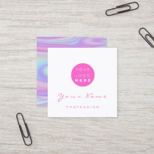 Logo Makeup Haar Nail Floral Hologramm Weiß Quadratische Visitenkarte