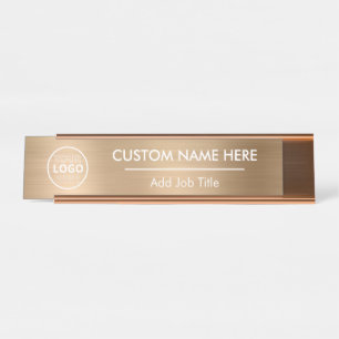 Logo Metallic Gold Desk Name Plakat Schreibtischnamensplakette