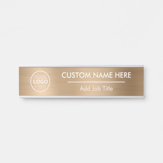 Logo Metallic Gold Employee Name Türschild (Vorderseite )