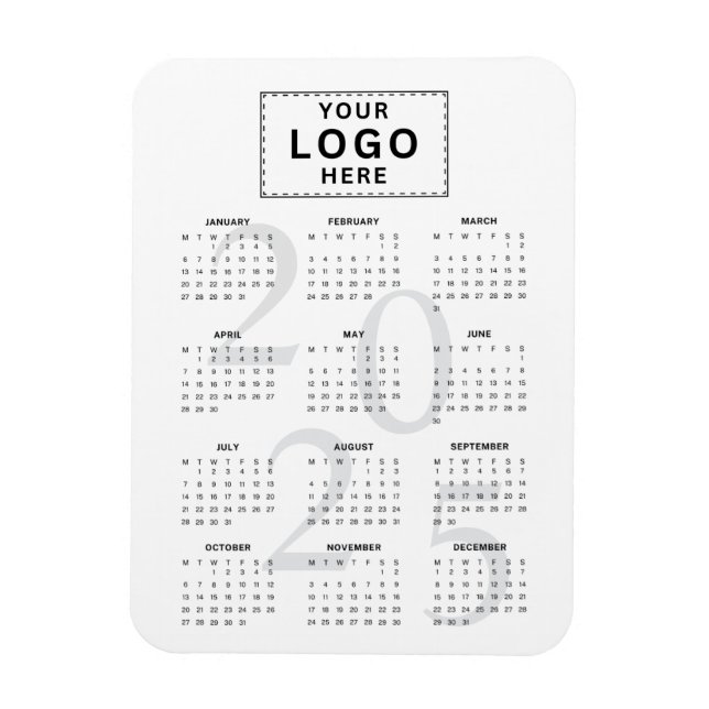 Logo Minimalistisch 2025 Monatlicher Kalender Magnet (Vertikal)