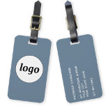 Logo Minimalistisch Dusty Blue Business Gepäckanhänger<br><div class="desc">Einfaches Logo-Design für Ihr Unternehmen. Ersetzen Sie das Logo und die Details durch Ihre eigenen und ändern Sie die Hintergrundfarbe im Designwerkzeug,  um sie anzupassen. Ideal als Werbeartikel für Kunden,  Kunden und Mitarbeiter,  für Geschäftsreisen und Messen.</div>