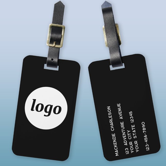 Logo Minimalistische Black Business Gepäckanhänger (Logo business promotional luggage tag)