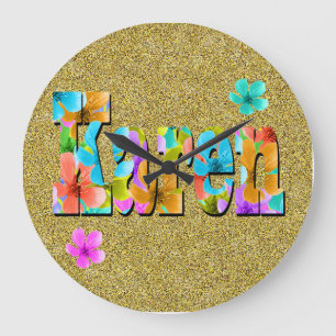 Logo mit Blüten, Große Wanduhr