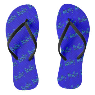Logo mit dem blauen Bradley auf dem blauen Mosaik, Flip Flops