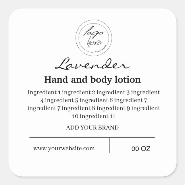 Logo mit einfachen schwarzen und weißen Zutaten Quadratischer Aufkleber (Vorderseite)