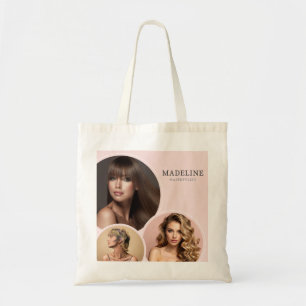 Logo mit Errötungsrosa 3 Foto-Friseursalon Tragetasche