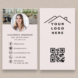 Logo mit Foto und QR-Code für Immobilienmakler in  Visitenkarte