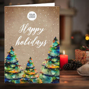 Logo mit individuellem Text Weihnachtsbaum Kunde Feiertagskarte