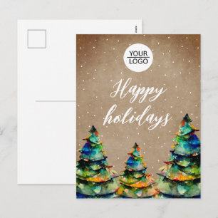 Logo mit individuellem Text Weihnachtsbaum Kunde Feiertagspostkarte