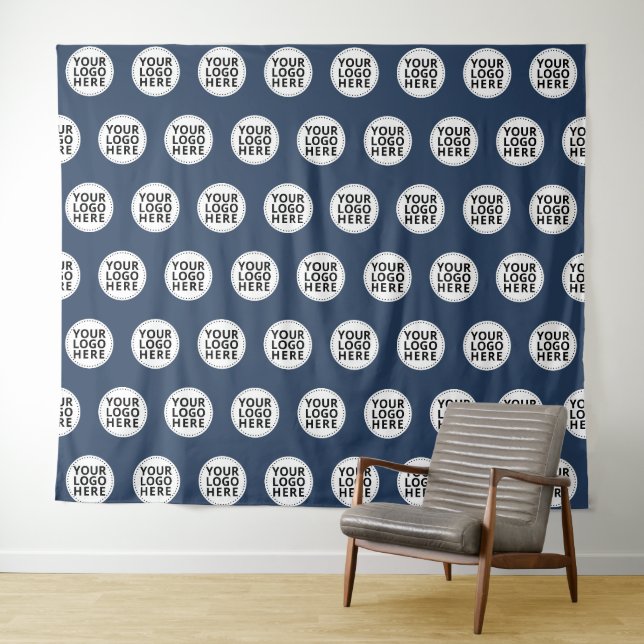 Logo mit Navy-Wiederholungsmuster Wandteppich (Beispiel (Horizontal))