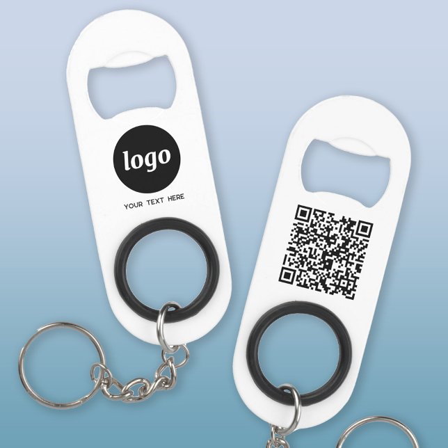 Logo mit QR-Code Mini Flaschenöffner (Logo QR code custom text business promotional keychain bottle opener)
