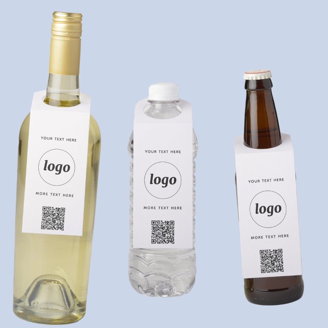Logo mit QR-Code und Text-Werbung Flaschenanhänger (Logo QR code custom text business promotional bottle hanger price label)