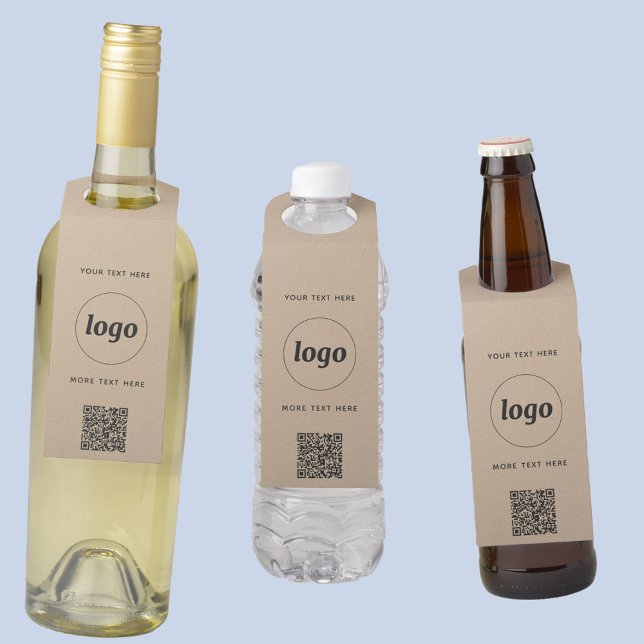 Logo mit QR-Code und Text-Werbung Flaschenanhänger (Logo with QR code and text business promotional branding Kraft bottle hanger labels)