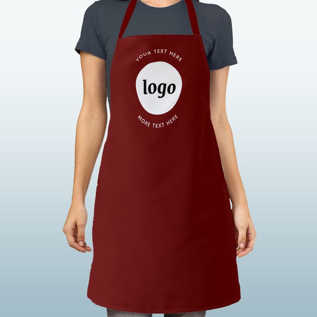 Logo mit "Text Business Promotion Burgundy" Schürze (Simple logo with custom text business branding promotional or uniform apron)