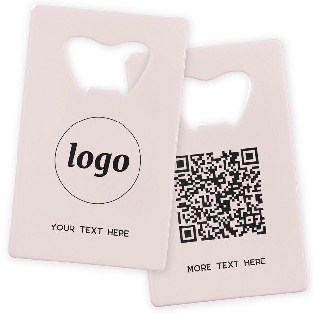 Logo mit Text-QR-Code Business Blindfarben Rosa Geldbeutel Flaschenöffner (Logo QR code custom text business promotional blush pink credit cards style bottle opener)
