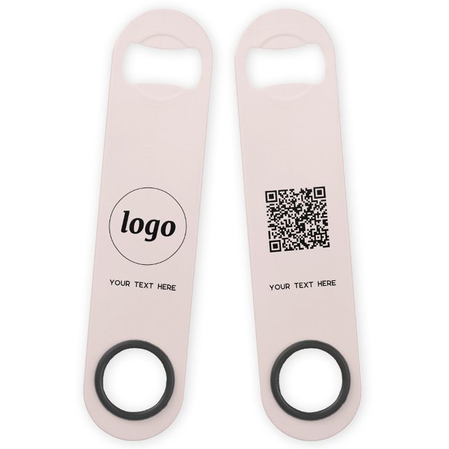 Logo mit Text-QR-Code Business Blindfarben Rosa Speed Flaschenöffner (Logo QR code custom text business promotional bar key bottle opener in blush pink)