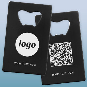 Logo mit Text-QR-Code Weißes Unternehmen auf schwa Geldbeutel Flaschenöffner