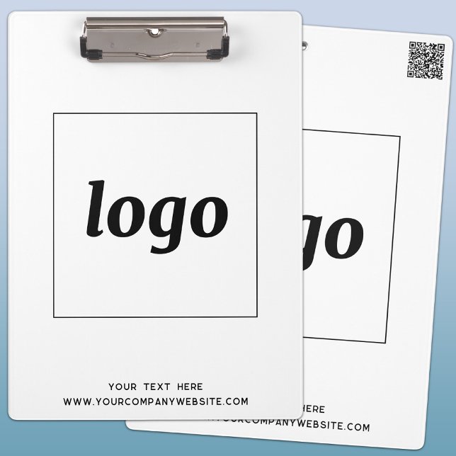 Logo mit Text und QR-Code Geschäftsbranding Klemmbrett (Von Creator hochgeladen)