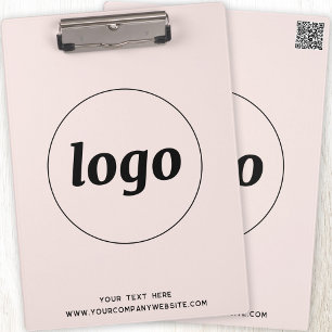 Logo mit Text und QR-Code Klemmbrett
