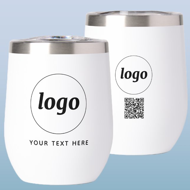 Logo mit Text und QR-Code Unternehmenswerbung (Logo with QR code and custom text promotional business branding thermal tumbler)