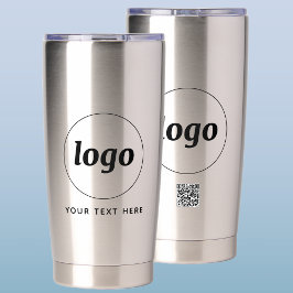 Logo mit Text und QR-Code Unternehmenswerbung Thermobecher