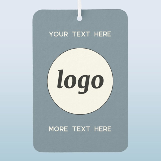 Logo mit Text-Werbeaktion Dusty Blue Autolufterfrischer (Simple logo with custom text business branding promotional car motor vehicle air freshener)