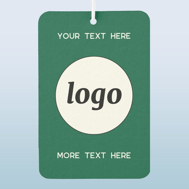 Logo mit Text-Werbeformel grün Autolufterfrischer (Simple logo with custom text business branding promotional motor vehicle car air freshener)