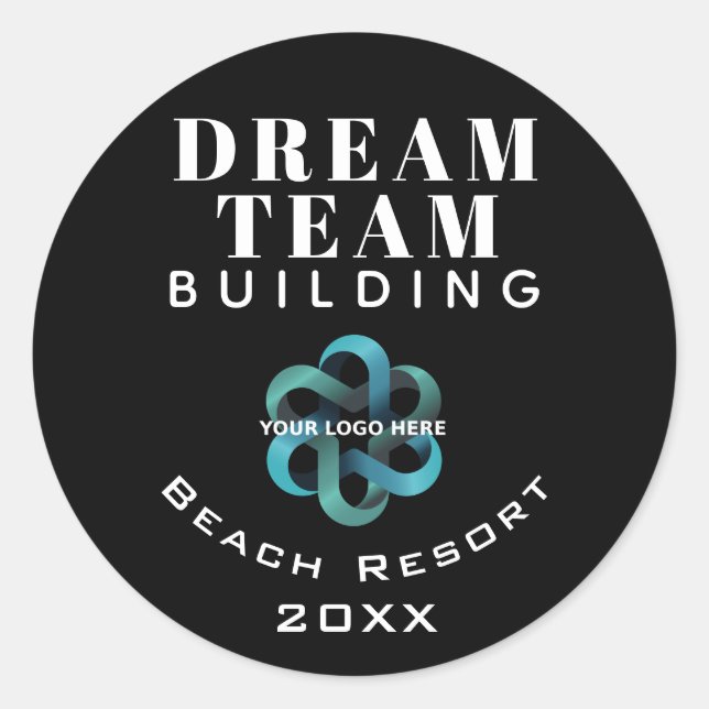 Logo-Mitarbeiter der Black Dream Team Gebäude Comp Runder Aufkleber (Vorderseite)