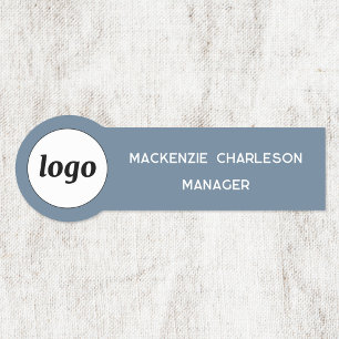 Logo Mitarbeiter Dusty Blue Business Namensschild