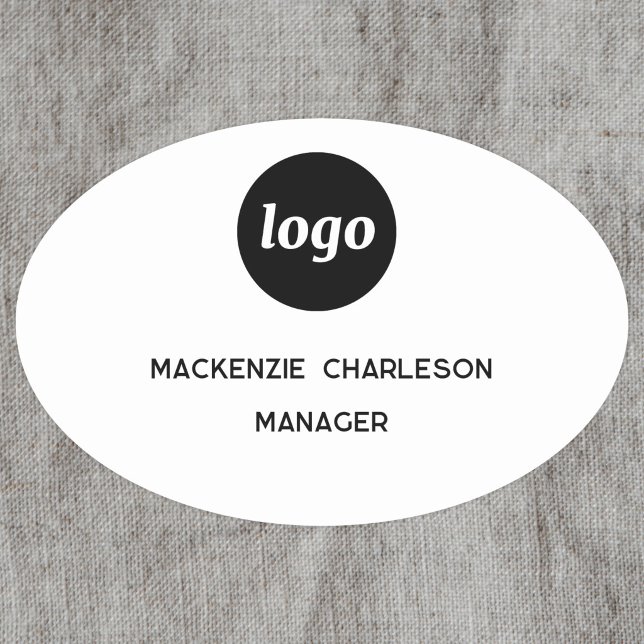 Logo-Mitarbeiter-Magnet- oder Namensschild (Simple logo with custom text business branding promotional staff employee name tag or badge)