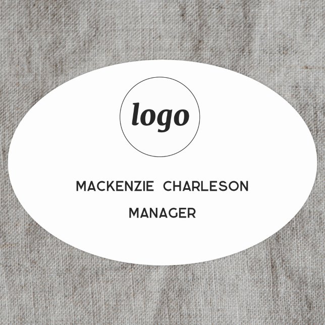 Logo Mitarbeiter Personal Magnet- oder Ansteckname Namensschild (Simple logo with custom text business branding promotional staff employee name tag or badge)