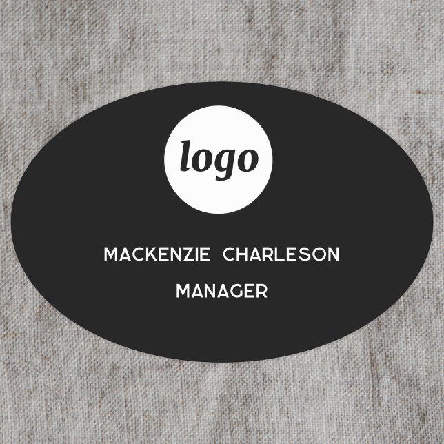 Logo Mitarbeiter Personal Magnet- oder Ansteckname Namensschild (Simple logo with custom text business branding promotional staff employee name tag or badge)