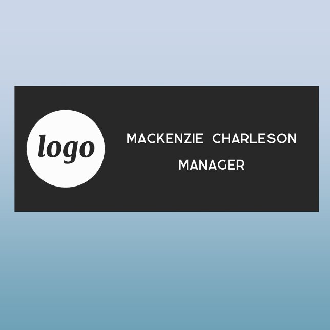 Logo Mitarbeiter Personal Magnet- oder Ansteckname Namensschild (Simple logo with custom text business branding promotional magnetic or pin name tag badge)