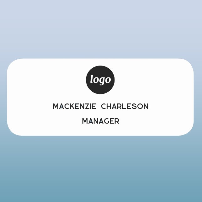 Logo Mitarbeiter Personal Magnet- oder Ansteckname Namensschild (Simple logo with custom text business branding promotional magnetic or pin name tag ID badge)