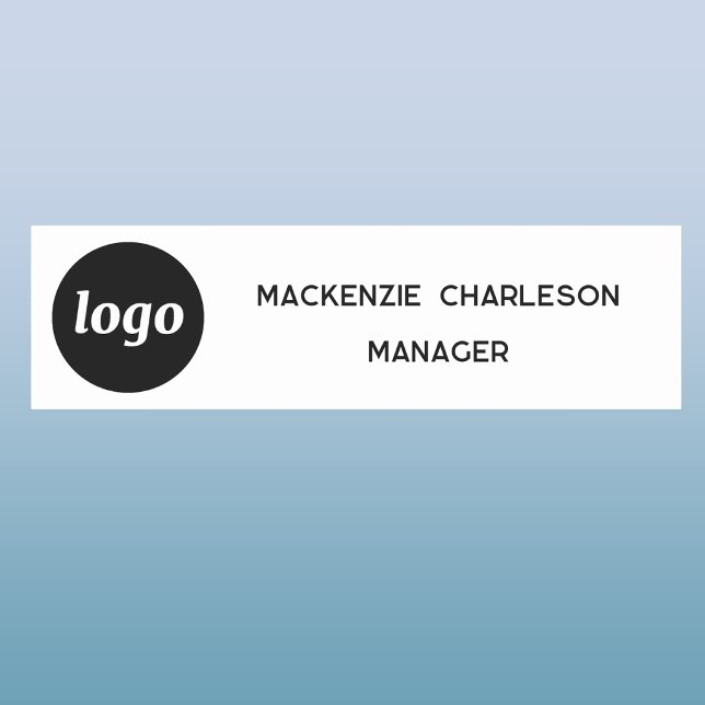 Logo Mitarbeiter Personal Magnet- oder Ansteckname Namensschild (Simple logo with custom text business branding promotional magnetic or pin name tag)