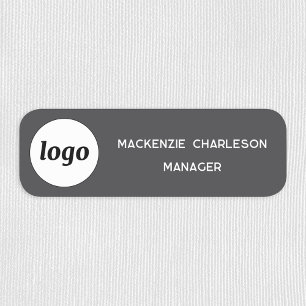 Logo Mitarbeiter Personal Schiefergrau Magnetisch Namensschild