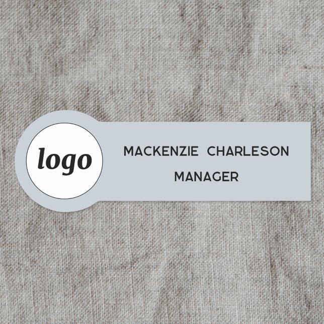 Logo Mitarbeiter Powder Blue Business Namensschild (Simple logo with custom text business branding promotional powder blue name tag badge)