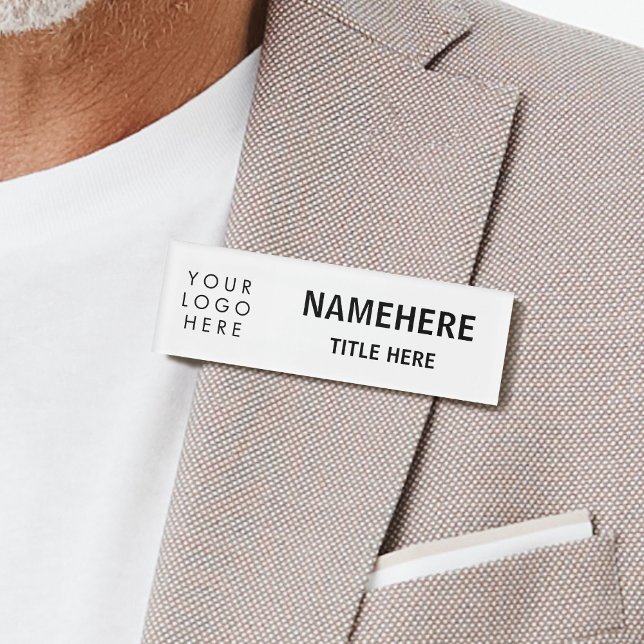 Logo Modern Big Schriftartes Einfach White Magnet  Namenschild (Von Creator hochgeladen)