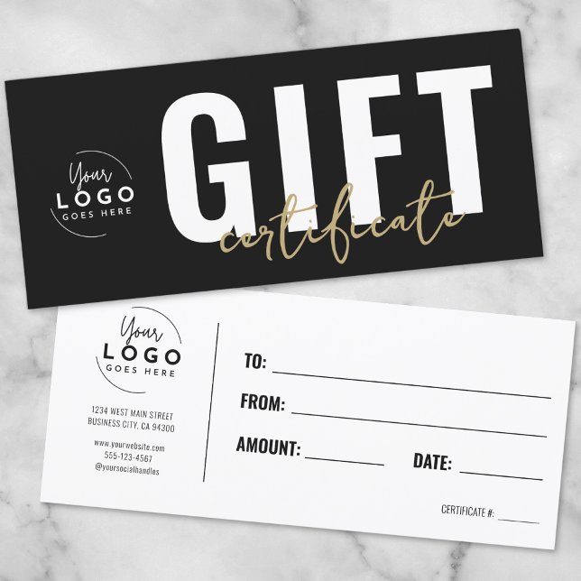 Logo Modern Black Gold Geschenkgutschein (Logo Modern Black Gold Business Gift Certificate)