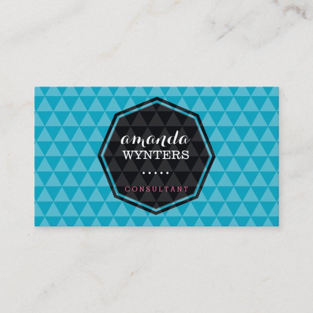 LOGO Modernes Geo-Muster-Emblem Oktagon Türkis Visitenkarte (Vorderseite)