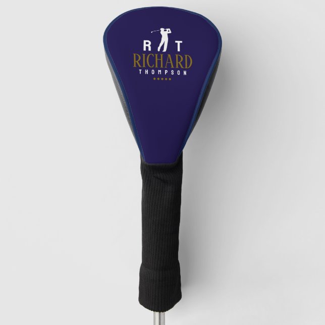 Logo-Monogramm für coole Golfer Blau Golf Headcover (Vorderseite)