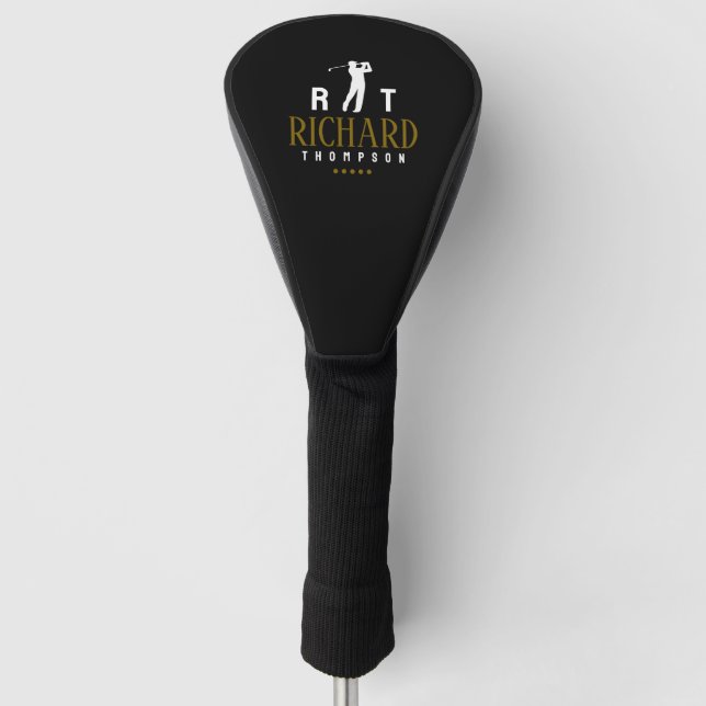 Logo Monogramm für coole Golfer schwarz Golf Headcover (Vorderseite)