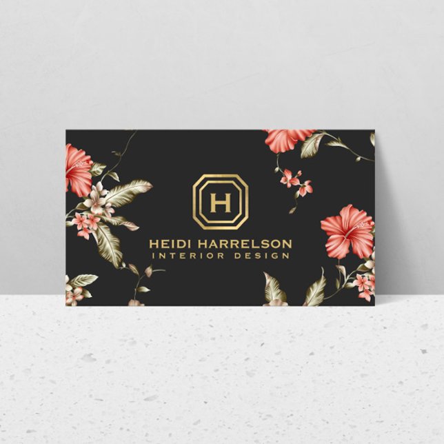 Logo-Monogramm Vintager Blumendesigner Visitenkarte (Von Creator hochgeladen)