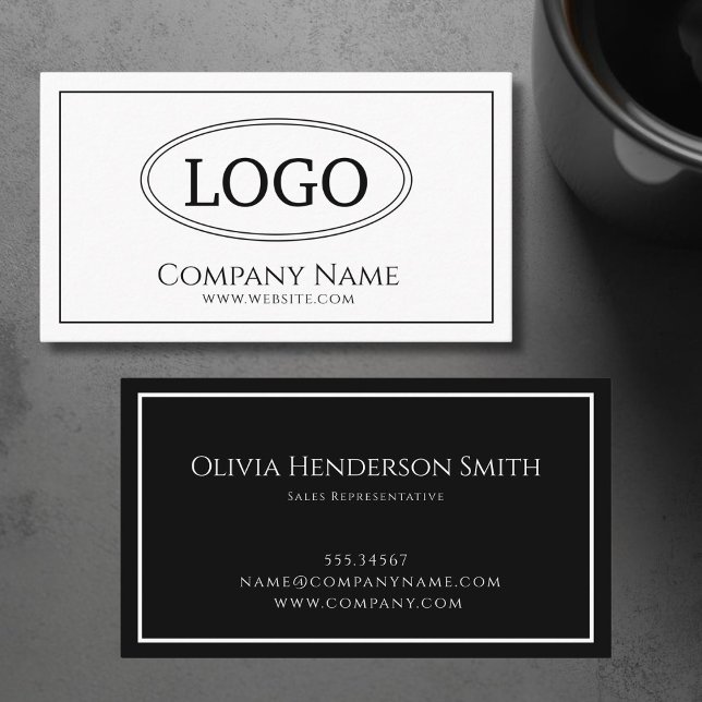 Logo monomalistisch weiß und schwarzBusiness-Karte Visitenkarte (Logo Minimalistic White and Black Business Card)