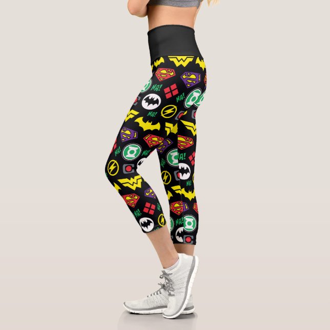 Logo-Muster der Chibi Justice League Capri Leggings (Links)