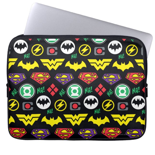 Logo-Muster der Chibi Justice League Laptopschutzhülle (Vorderseite)